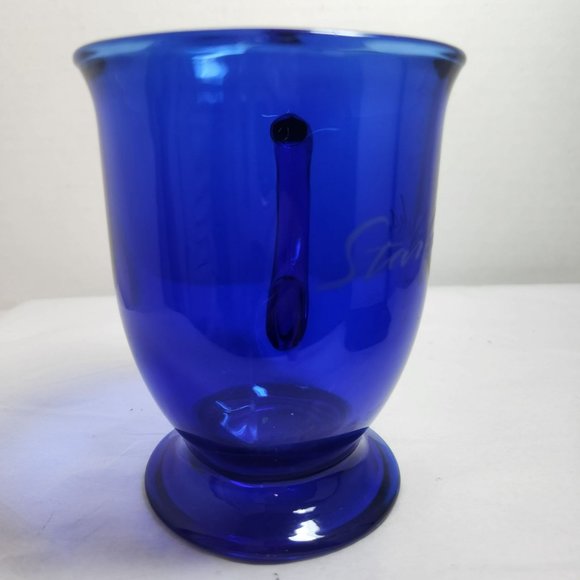 STARBUCKS by Anchor Hocking Large Cobalt Blue Pedestal Mug Made in USA - Picture 2 of 6
